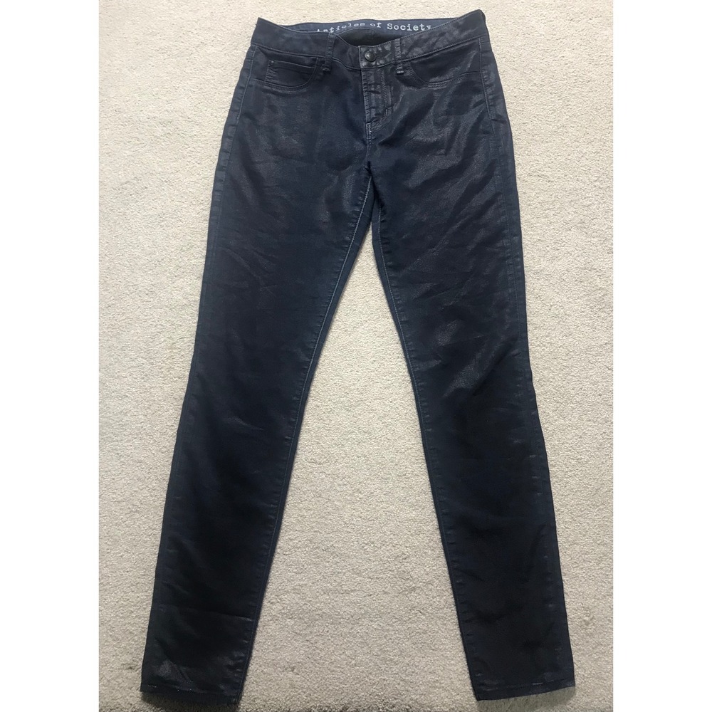 Articles of Society Coated Skinny Jeans Dark Wash Denim Casual Size‎ 27x29